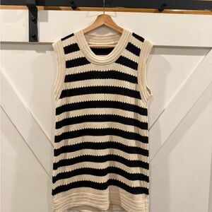 Commense Cream and Black Striped Sweater